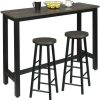 Table Haute Et Bar * | Sortie Woltu 1 X Table De Bar + 2 X Tabourets De Bar Robuste -En Mdf Et Metal 140X40X100Cm.Noir+Rouille