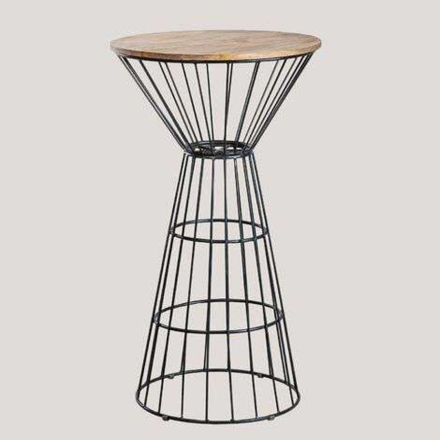 Table Haute Et Bar * | Coupon Table Haute De Bar Ronde Bienny (O62 Cm) Sklum Noir