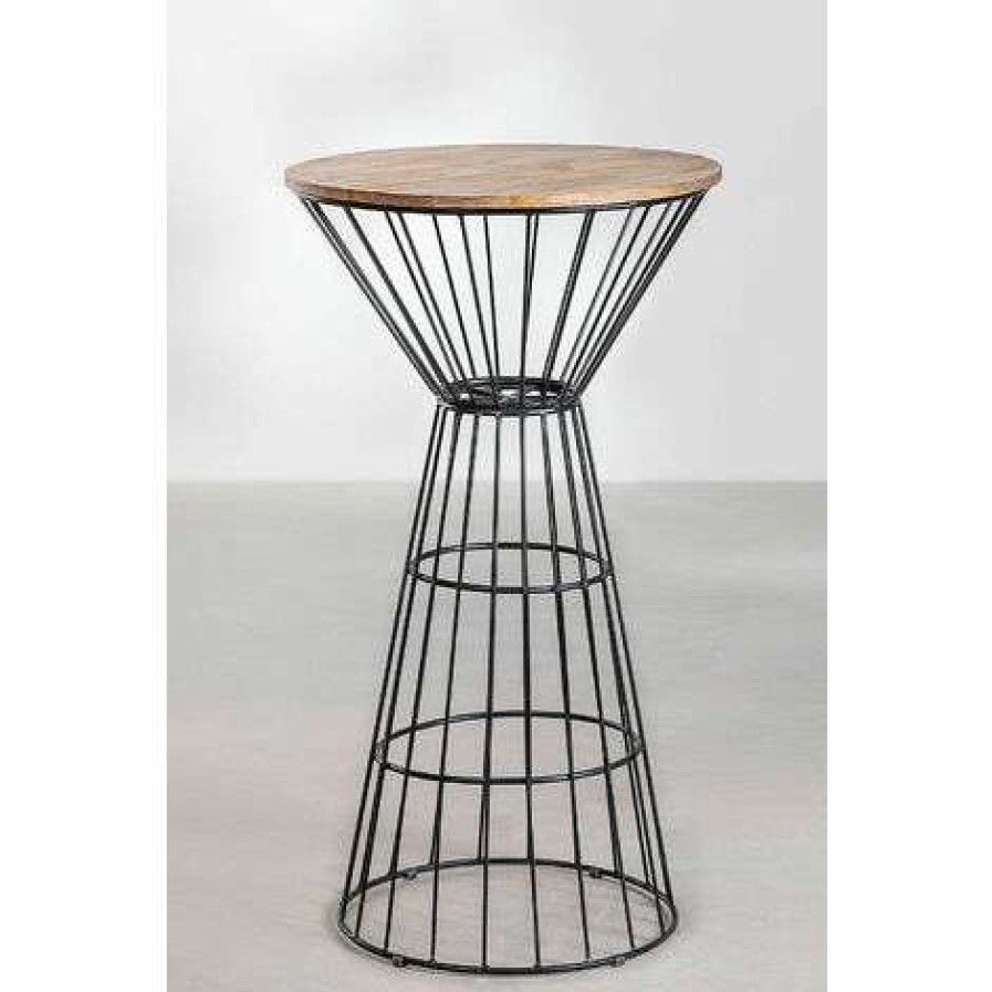 Table Haute Et Bar * | Coupon Table Haute De Bar Ronde Bienny (O62 Cm) Sklum Noir