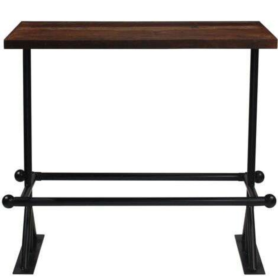 Table Haute Et Bar * | Coupon Supermarket Table De Bar Bois De Recuperation Massif Marron Fonce 120X60X107 Cm