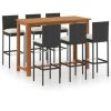 Table Haute Et Bar * | Le Moins Cher Hommoo Ensemble De Bar De Jardin Avec Coussins 7 Pcs Noir