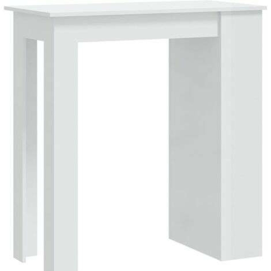 Table Haute Et Bar * | Grosses Soldes Inlife Table De Bar Etagere De Rangement Blanc Brillant 102X50X103,5Cm Blanc