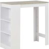 Table Haute Et Bar * | Nouveau Asupermall Table De Bar Avec Etagere Blanc 110X50X103 Cm