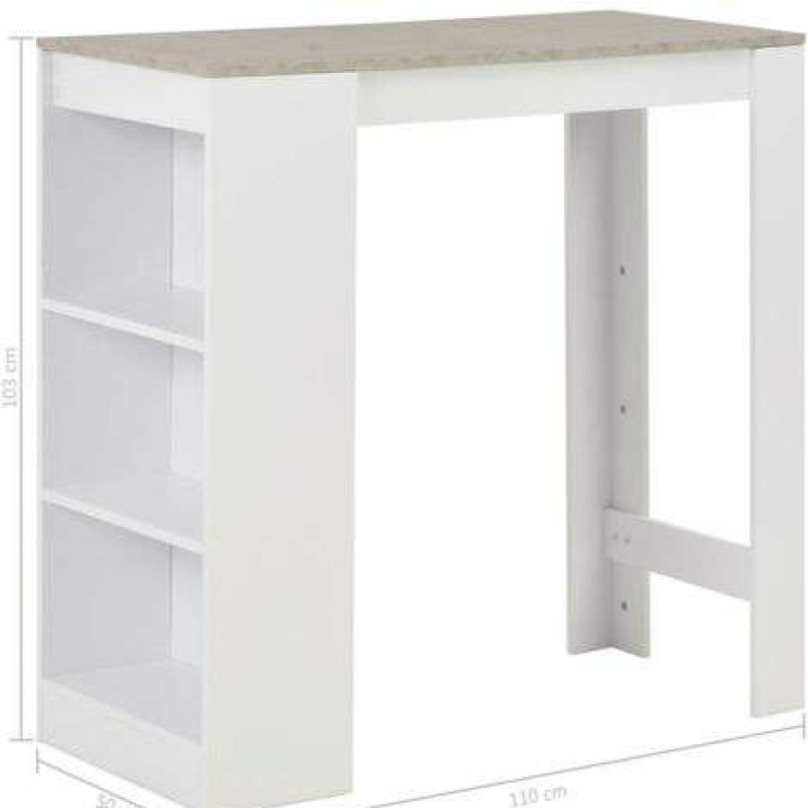 Table Haute Et Bar * | Nouveau Asupermall Table De Bar Avec Etagere Blanc 110X50X103 Cm