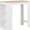 Table Haute Et Bar * | Sortie Hommoo Table De Bar Avec Etagere Blanc 110X50X103 Cm Hdv22366