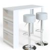 Table Haute Et Bar * | Acheter Table De Bar 117Cm Blanche Avec 2 Tabourets De Bar Vicco