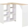 Table Haute Et Bar * | Le Moins Cher Helloshop26 Table Haute Mange Debout Bar Bistrot Avec Tablette Amovible Blanc 138 Cm Blanc