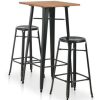 Table Haute Et Bar * | Meilleur Prix Hommoo Mobilier De Bar 3 Pcs Acier Noir Hdv19632