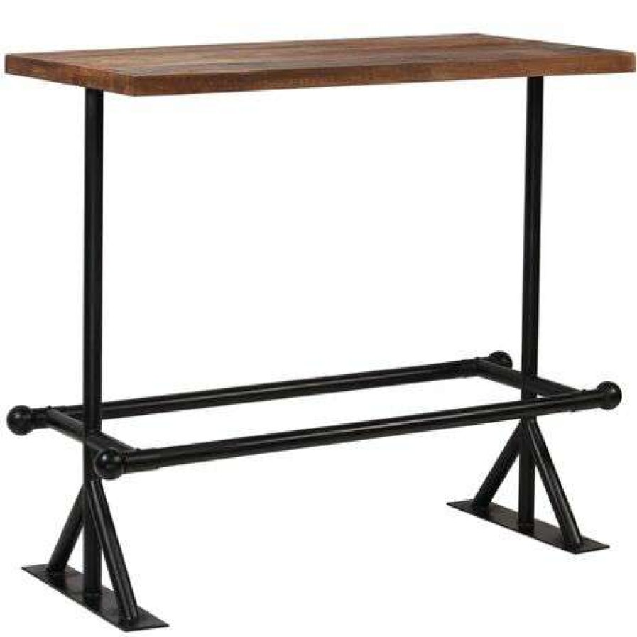 Table Haute Et Bar * | Meilleure Affaire Asupermall Table De Bar Bois De Recuperation Massif Marron 120X60X107 Cm