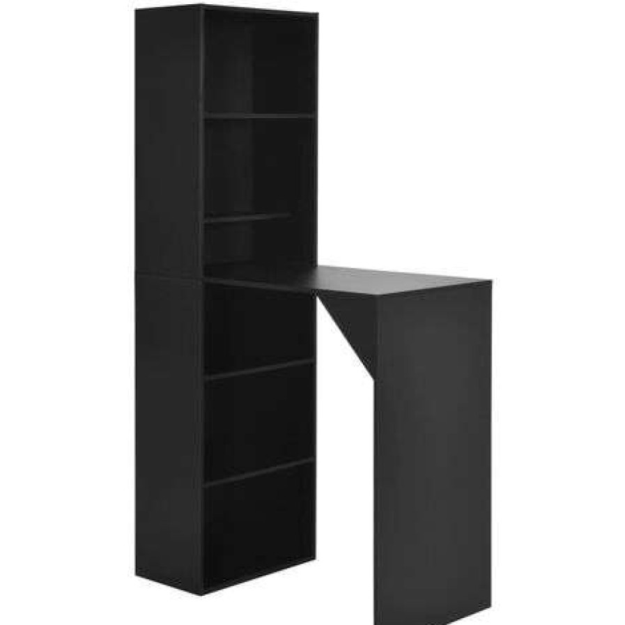 Table Haute Et Bar * | Acheter True Deal Table De Bar Avec Armoire Noir 115 X 59 X 200 Cm