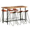 Table Haute Et Bar * | Bon Marche Ensemble De Bar 7 Pcs Bois De Recuperation Et Cuir Veritable Modele 1 Vidaxl