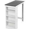 Table Haute Et Bar * | Top 10 Sifree Table Haute Et Bar 115*50*103Cm Blanc/Noir Pour2 A 4 Personnes