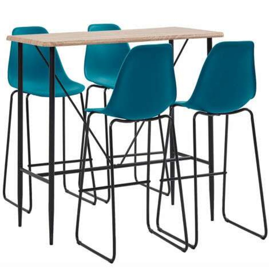 Table Haute Et Bar * | Les Meilleures Critiques De Asupermall Ensemble De Bar 5 Pcs Plastique Turquoise