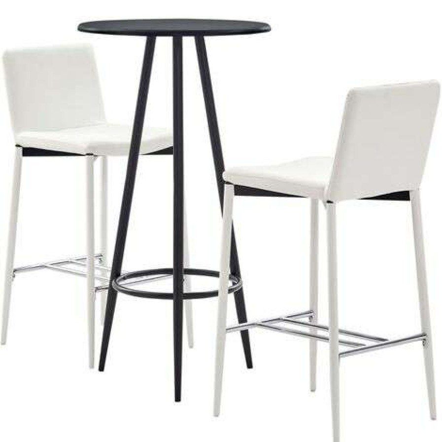 Table Haute Et Bar * | Remise Asupermall Ensemble De Bar 3 Pcs Similicuir Blanc