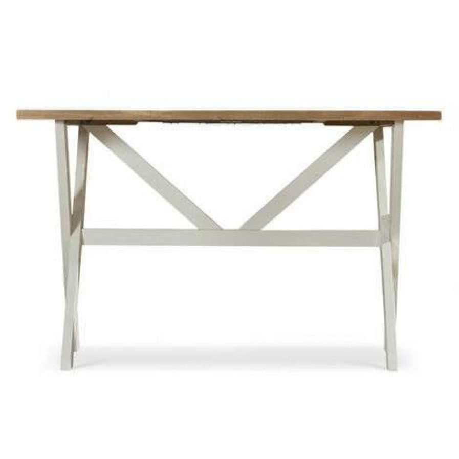 Table Haute Et Bar * | Top 10 Decoration D'Autrefois Table Haute Bois Blanc Cesure 160X105X88.5Cm Blanc