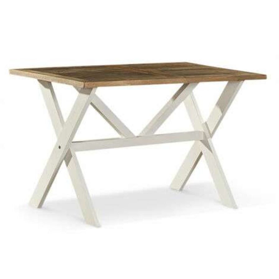 Table Haute Et Bar * | Top 10 Decoration D'Autrefois Table Haute Bois Blanc Cesure 160X105X88.5Cm Blanc