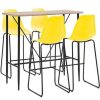 Table Haute Et Bar * | Top 10 Hommoo Ensemble De Bar 5 Pcs Plastique Jaune Hdv22057