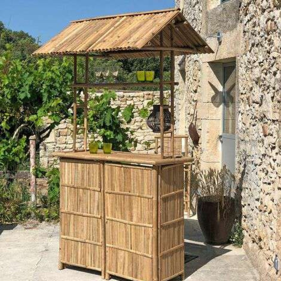 Meuble Bar * | Meilleur Prix Casatera Bar En Bambou Naturel Taman Bois Clair