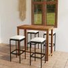 Table Haute Et Bar * | Meilleure Affaire Happyshopping Ensemble De Bar De Jardin Avec Coussins 5 Pcs Noir