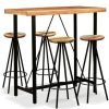 Table Haute Et Bar * | De Gros Youthup Ensemble De Bar 5 Pcs Bois De Sesham Massif Et Recycle