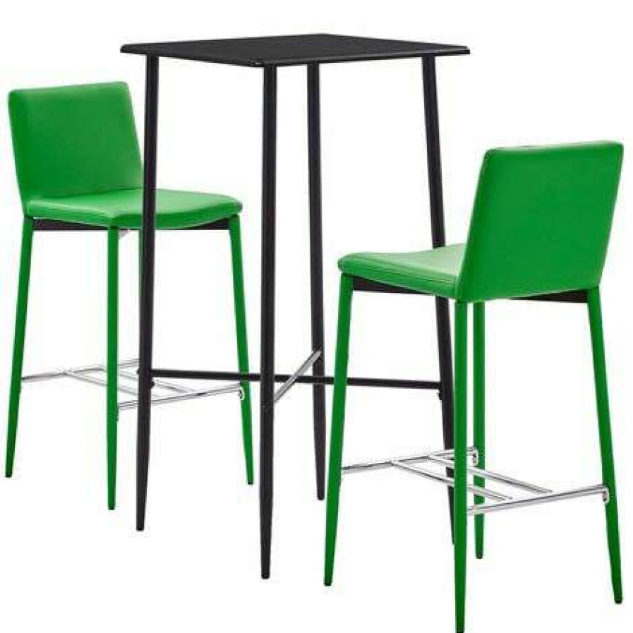 Table Haute Et Bar * | Nouveau Hommoo Ensemble De Bar 3 Pcs Similicuir Vert Hdv22104