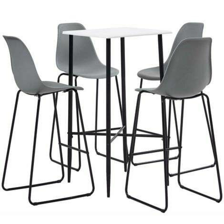 Table Haute Et Bar * | Remise Hommoo Ensemble De Bar 5 Pcs Plastique Gris Hdv22128