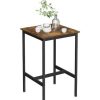 Table Haute Et Bar * | Bon Marche Vasagle Table Haute, Table De Bar Carree, Cadre En Acier Robuste, Montage Facile, Pour Cuisine, Salon, Style Industriel, Marron Rustique Et Noir Par Songmics Lbt25X Marron Rustique Et Noir