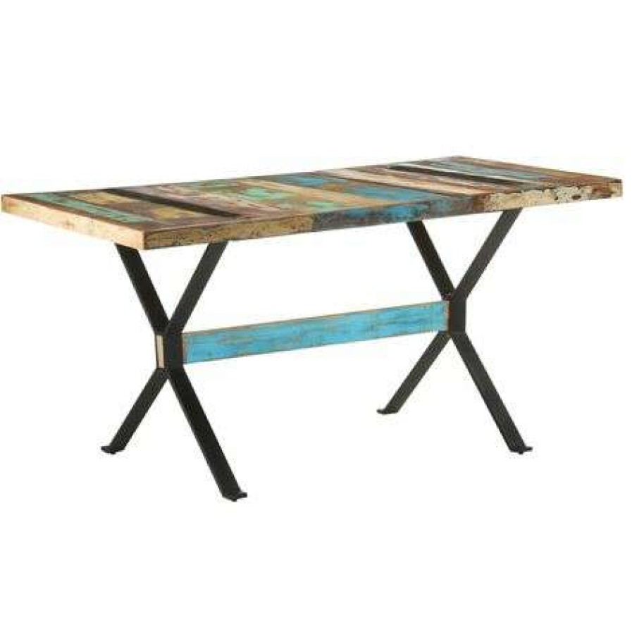 Table Haute Et Bar * | Remise Fimei Table De Salle A Manger 160X80X76Cm Bois De Recuperation Massif