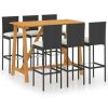 Table Haute Et Bar * | Budget Youthup Ensemble De Bar De Jardin Avec Coussins 7 Pcs Noir Noir