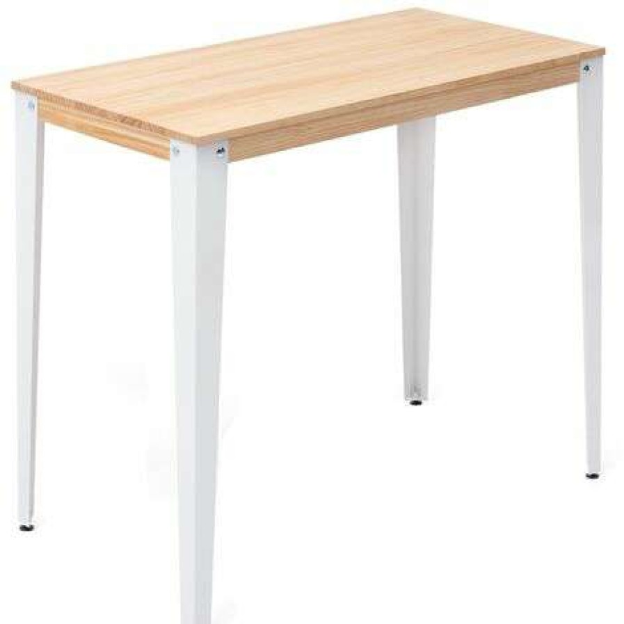 Table Haute Et Bar * | Grosses Soldes Table Mange Debout Lunds 60X120X110Cm Blanc-Naturel. Box Furniture Blanc