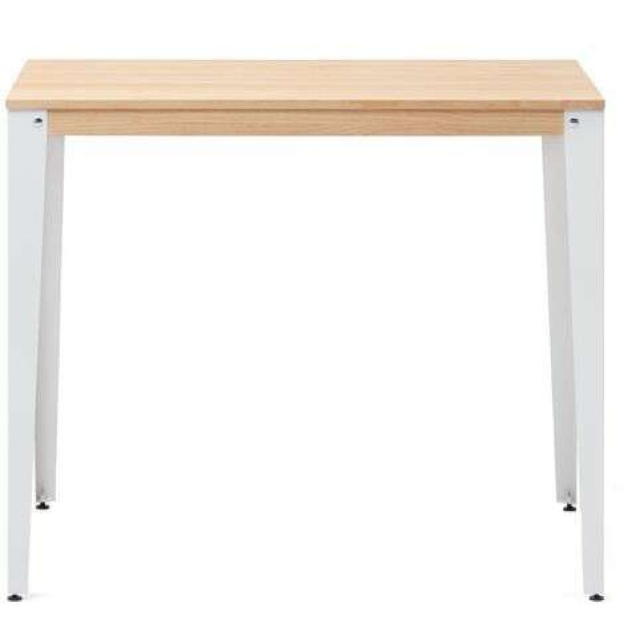 Table Haute Et Bar * | Grosses Soldes Table Mange Debout Lunds 60X120X110Cm Blanc-Naturel. Box Furniture Blanc