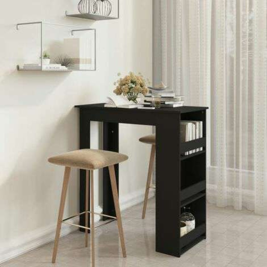 Table Haute Et Bar * | Offres Fimei Table De Bar Avec Rangement Noir 102X50X103,5 Cm Agglomere