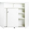 Table Haute Et Bar * | Sortie Beaux Meubles Pas Chers Comptoir D'Acceuil 2 Portes Blanc 135 Cm Coloris: Capitons 911