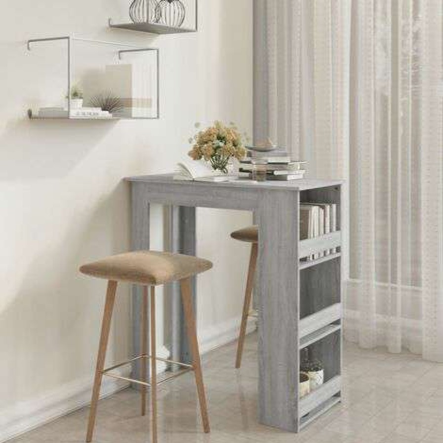 Table Haute Et Bar * | De Gros Table De Bar Avec Rangement 102X50X103,5 Cm Agglomere Sonoma Gris Vidaxl