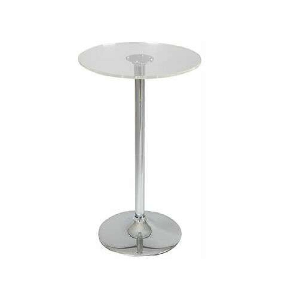 Table Haute Et Bar * | Promo M-S Table De Bar 60 Cm Avec Plateau En Verre Et Pied Acier