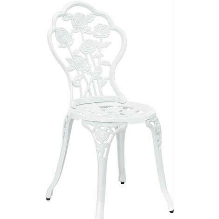 Table Haute Et Bar * | Coupon Helloshop26 Ensemble De Table Et De Chaises De Jardin Set De Bistro Fonte Blanc Blanc