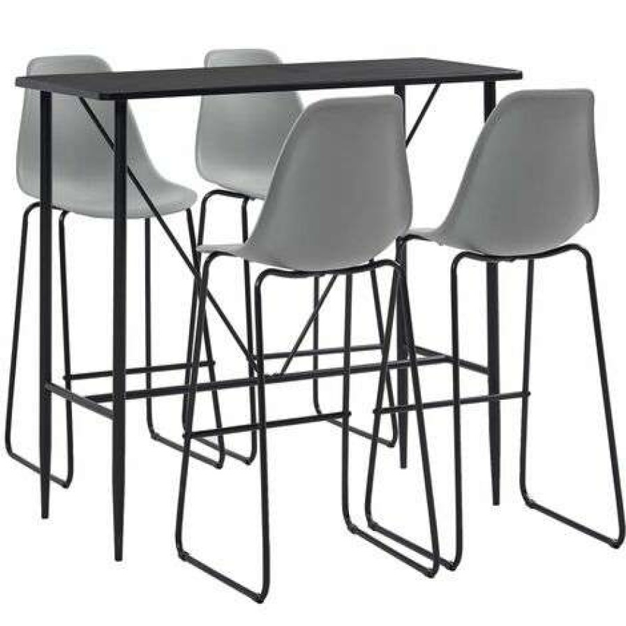 Table Haute Et Bar * | Sortie True Deal Ensemble De Bar 5 Pcs Plastique Gris