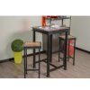 Table Haute Et Bar * | Promo Meuble House Table Haute Carree Metal Et Bois 70X70Cm Ipn Noir