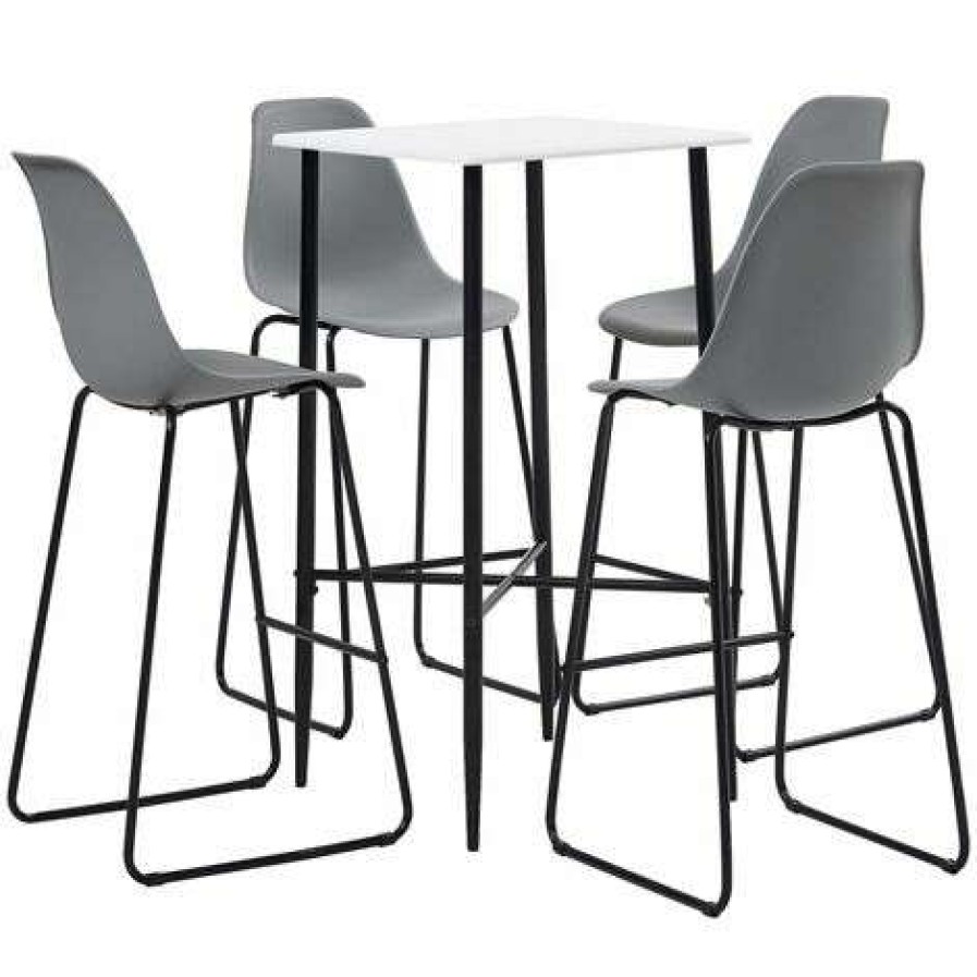 Table Haute Et Bar * | Sortie True Deal Ensemble De Bar 5 Pcs Plastique Gris