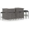 Table Haute Et Bar * | Bon Marche Inlife Meuble De Bar De Jardin 8 Pcs Avec Coussins Resine Tressee Gris