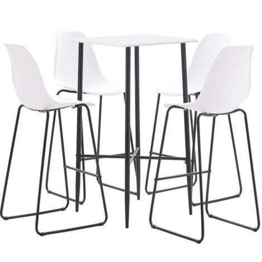 Table Haute Et Bar * | Budget True Deal Ensemble De Bar 5 Pcs Plastique Blanc