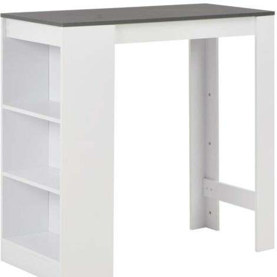 Table Haute Et Bar * | De Gros Supermarket Table De Bar Avec Etagere Blanc 110X50X103 Cm Suhb-280216