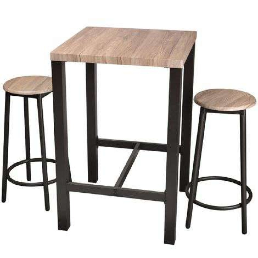 Table Haute Et Bar * | Vente Flash Urban Living Table Bar Avec Tabourets Indus Dock 60 X 60 X 86 Noir