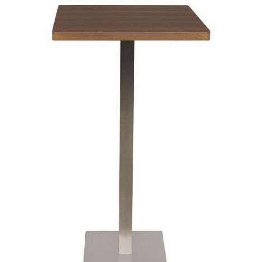 Table Haute Et Bar * | Remise Six Table De Bar Table Bistrot En Mdf Aspect Bois De Noyer 60X60X105