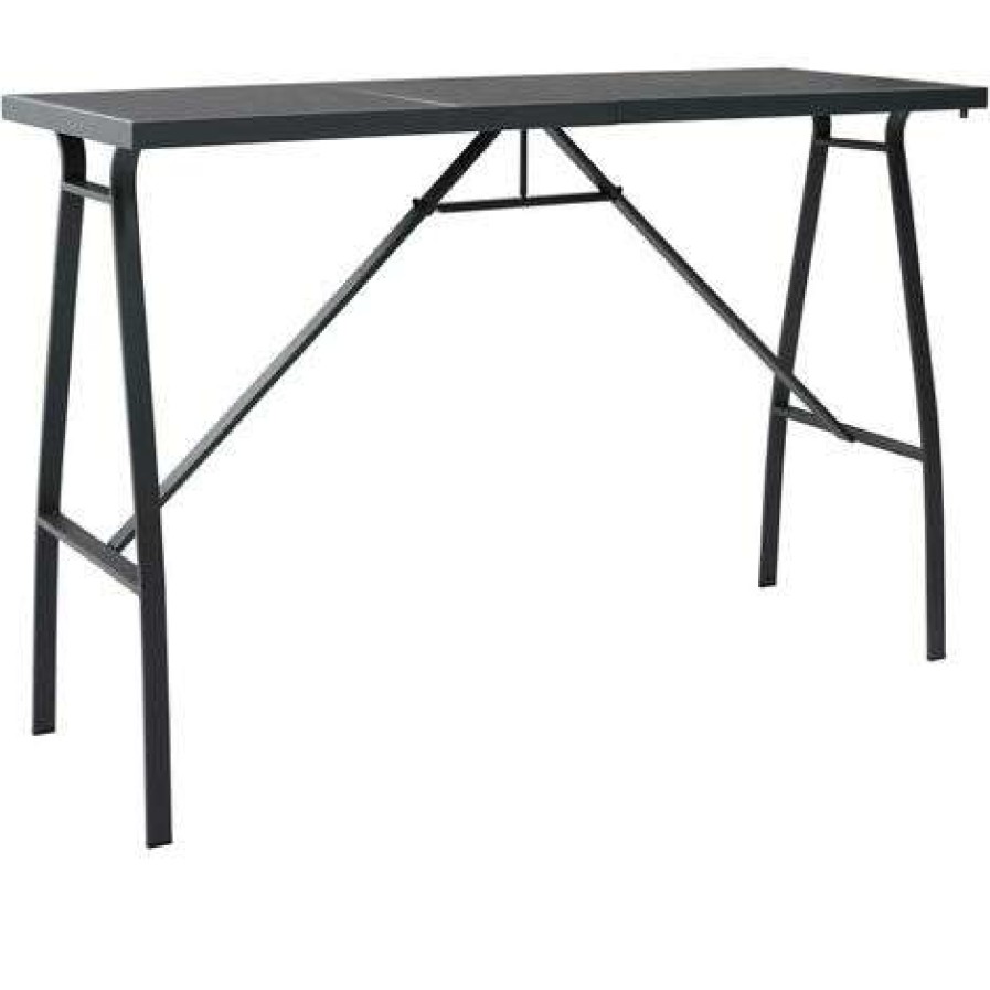 Table Haute Et Bar * | Acheter Hommoo Table De Bar De Jardin Noir 180X60X110 Cm Verre Trempe