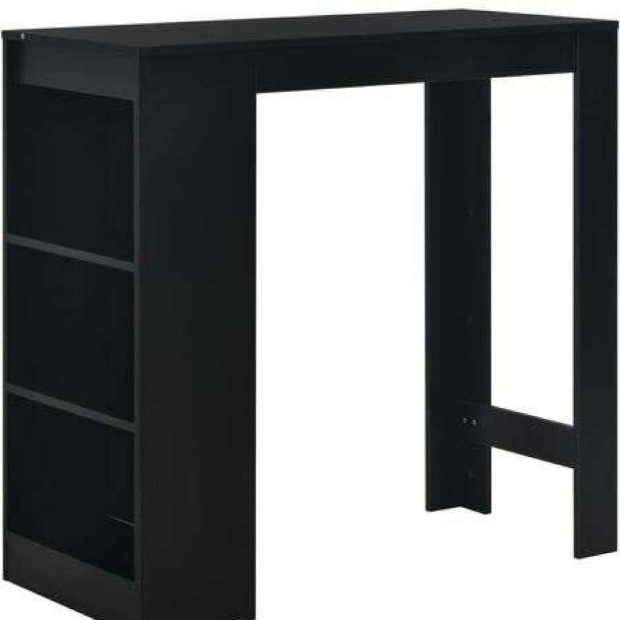 Table Haute Et Bar * | De Gros Helloshop26 Table Haute Mange Debout Bar Bistrot Avec Etagere Noir 110 Cm Noir