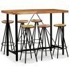 Table Haute Et Bar * | Budget Hommoo Ensemble De Bar 7 Pcs Bois De Sesham Massif Et Recycle Hdv18069