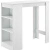 Table Haute Et Bar * | Meilleur Prix Helloshop26 Table De Bar Avec Rangement Bistro Haut 3 Etageres 110 Cm Blanc Blanc