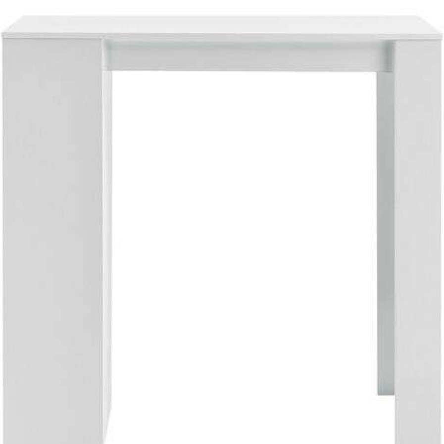 Table Haute Et Bar * | Meilleur Prix Helloshop26 Table De Bar Avec Rangement Bistro Haut 3 Etageres 110 Cm Blanc Blanc