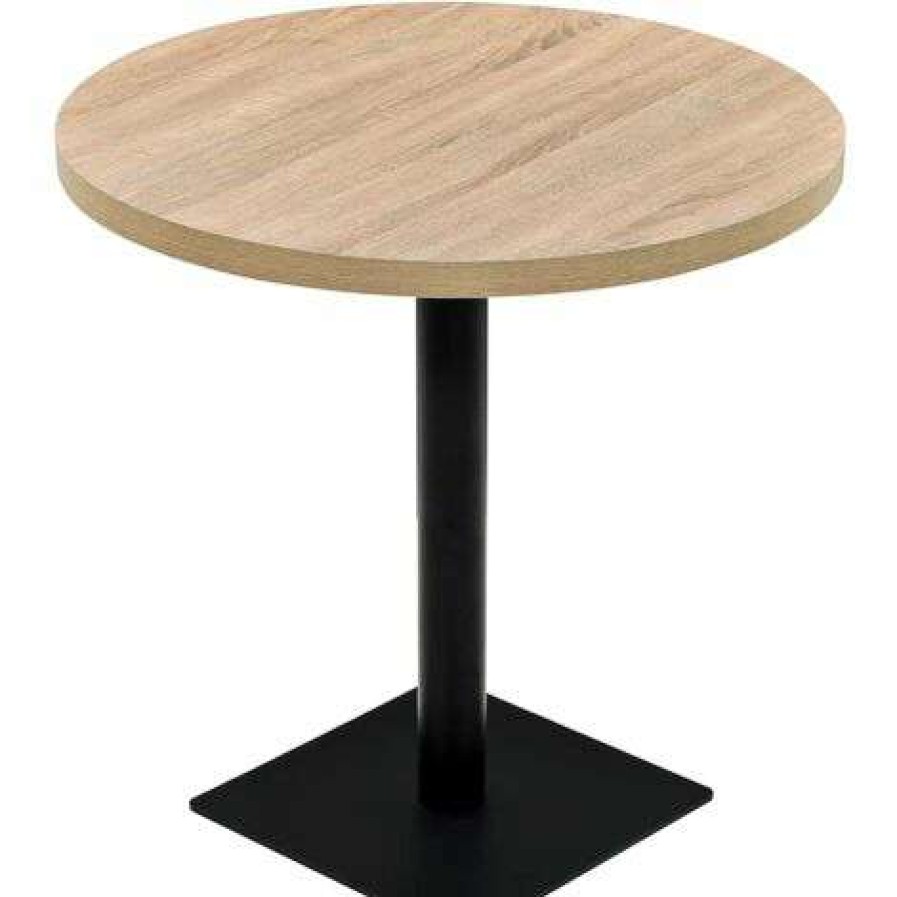 Table Haute Et Bar * | Top 10 Vidaxl Table De Bistro Mdf Et Acier Rond 80 X 75 Cm Couleur De Chene Beige Meubles/Tables/Tables De Salle A Manger Et De Cuisine Beige Beige